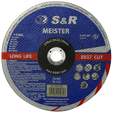 Круг отрезной по металлу S&R Meister A 30 R BF 230x2,5x22,2 (131025230) Фото 1
