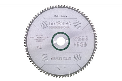 Пиляльний диск Metabo Multi cut HW/CT 254х2.4/1.6x30, Z80 FZ/TZ 5° 628093000 Фото 1