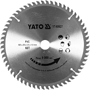 Диск пильный Yato 185х2.5x20 мм, 60 зубцов (YT-60627)