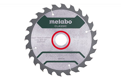 Пиляльний диск Metabo Precision cut Classic HW/CT 190х2/1.4x30, Z24 WZ 15° 628675000 Фото 1