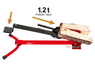 Дровокол ножний YATO YT-79943 до заготовки l= 430 мм, Ø= 60-180 мм, сила натиску- 1.2 т Фото 1