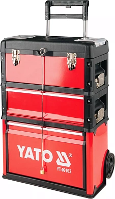 Инструментальная тележка Yato 3-секции на 2-х колесах с выдвижной ручкой (YT-09102) Фото 1