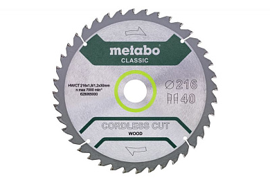 Пиляльний диск Metabo Cordless cut Classic HW/CT 216х1.8/1.2x30 Z28 WZ 5° 628284000 Фото 1