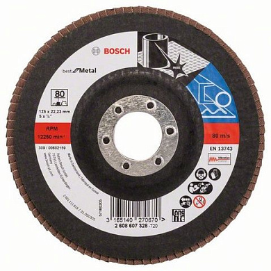 Лепестковый шлифовальный круг прямой Bosch Best for Metal K 80, 125 мм Фото 1