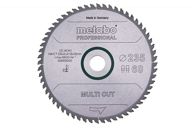 Пиляльний диск Metabo Multi cut HW/CT 235х2.4/1.8x30, Z80 FZ/TZ 5° 628495000 Фото 1