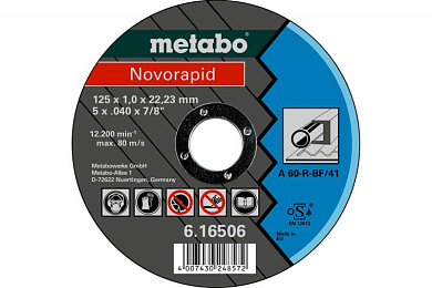 Отрезной диск Metabo Novorapid A 60-R, 125 x 1 x 22.23 мм 616506000 Фото 1