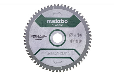 Пиляльний диск Metabo Multi cut Classic HW/CT 216х2.4/1.8x30, Z60 FZ/TZ 5° від. 628066000 Фото 1