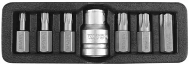 Набір насадок викруткових YATO YT-0416 "TORX-T", L= 30 мм адаптер 1/2" 7 шт Фото 1