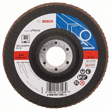 Лепестковый шлифовальный круг прямой Bosch Expert for Metal K 80, 125 мм Фото 1