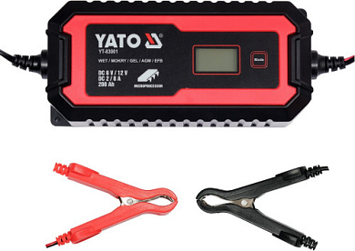 Зарядное устройство сетевое с LCD дисплеем 230В YATO YT-83001 к аккумуляторам 6V-2А 12V-8А, макс. 240 A/ч Фото 1