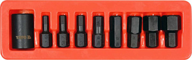 Набор насадок отверточных ударных YATO YT-10662 HEX M6-M19 с 6-гран. шпинделем-1/2" 9 ед. Фото 1