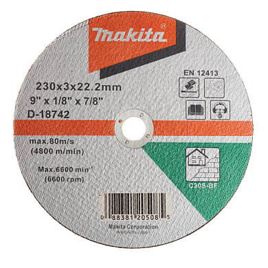 Отрезной диск Makita 230 мм (D-18742) Фото 1