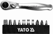 Набір насадок викруткових з тріщаткою YATO YT-14390 1/4", PH, SL, SQ 25 мм 11 шт