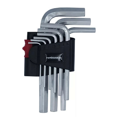 Набір Г-подібних ключів НEX 9 од., S2, 1,5-10 мм HAISSER 48110 Фото 1
