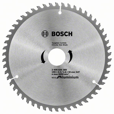 Диск пильный Bosch Eco for Aluminium 190х30, Z54 Фото 1