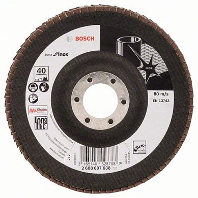 Лепестковый шлифовальный круг угловой Bosch Best for Inox K 40, 125 мм Фото 1