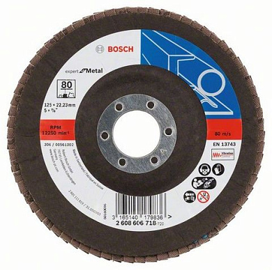 Лепестковый шлифовальный круг угловой Bosch Expert for Metal K 80, 125 мм Фото 1