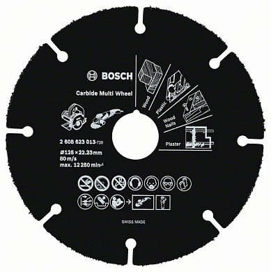 Мультифункціональний відрізний твердосплавний диск Bosch Carbide Multi Wheel 125 мм Фото 1