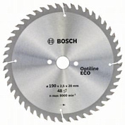 Диск пильный Bosch Optiline Wood ECO 190 x 20/16, Z48