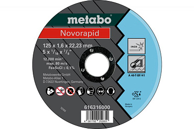 Відрізний диск Metabo Novorapid Inox A 46-T, 125 x 1.6 x 22.23 мм 616316000 Фото 1