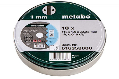 Набор отрезных дисков Metabo SP 115 x 1 x 22.23 мм INOX, 10 штук 616358000 Фото 1