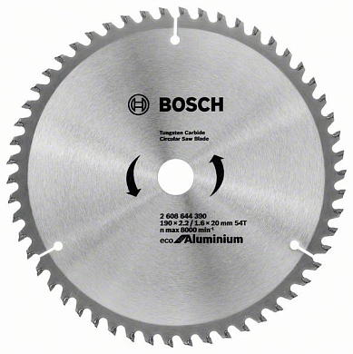 Диск пильний Bosch Eco for Aluminium 190х20/16, Z54 Фото 1
