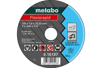 Відрізний диск Metabo Flexiarapid Inox A 46-R, 125 x 1.6 x 22.23 мм 616182000 Фото 1