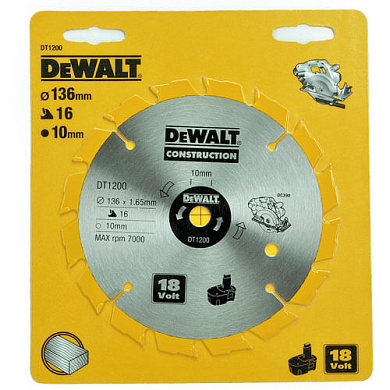 Диск пильний HM DeWALT DT1200 136х10 мм 16Z Фото 1