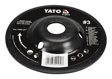 Диск-фреза шліфувальний YATO YT-59170 по дереву, ПВХ, гіпсу 125x22.2 мм шорсткість №3 Фото 1
