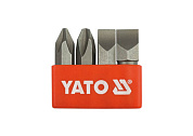 Викруткові вставки ударні YATO YT-2812 хрест. і плаский шліци: PH2/3 і S8/10х36 мм, HEX Ø= 5/16" 4 шт