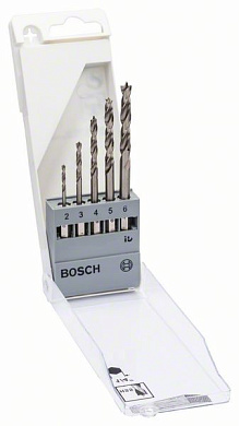 Набір спіральних свердлів по дереву із шестигранним хвостовиком Bosch, 5 шт Фото 1