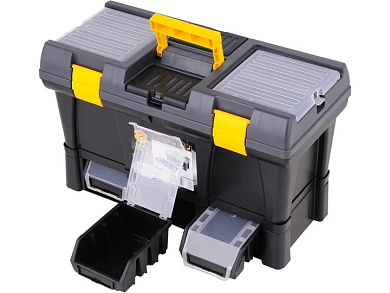Ящик для инструмента 20" из ПВХ пластика VOREL: 3 контейнера, 2 органайзера, 525x 256x 325 мм Фото 1