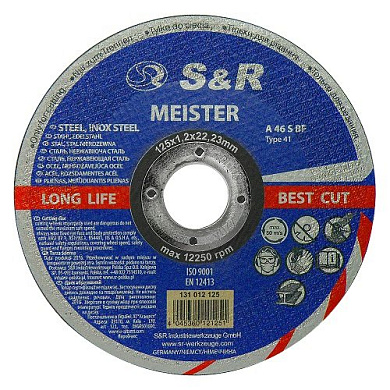 Круг отрезной S&R Meister A 46 S BF 125x1,2x22,2 (131012125) Фото 1
