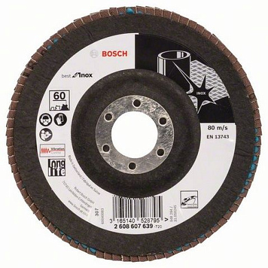 Лепестковый шлифовальный круг угловой Bosch Best for Inox K 60, 125 мм Фото 1