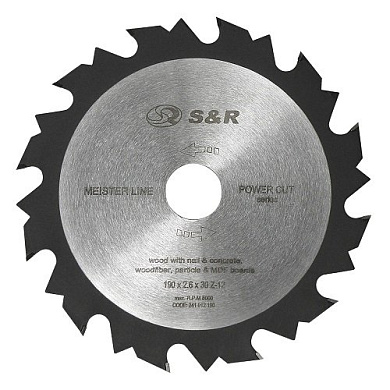 Диск пильний S&R Meister Power Cut 190x30x2,6мм 12Z (241012190) Фото 1