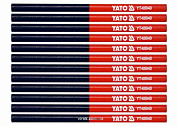 Олівці столярні двоколірні YATO YT-69940 L= 175 мм, стержень 4 x 2 мм, синьо-червоні, уп. 12 шт