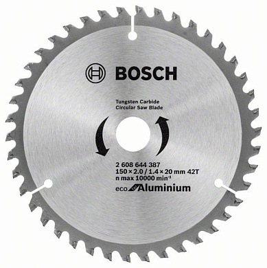 Диск пильний  Bosch Eco for Aluminium 150х20/16, Z42 Фото 1