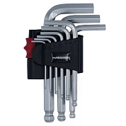 Набір Г-подібних ключів НEX кулясті 9 од., S2, 1,5-10 мм HAISSER 48112