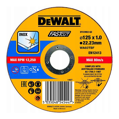 Диск відрізний DeWALT DT43902 125 мм Фото 1