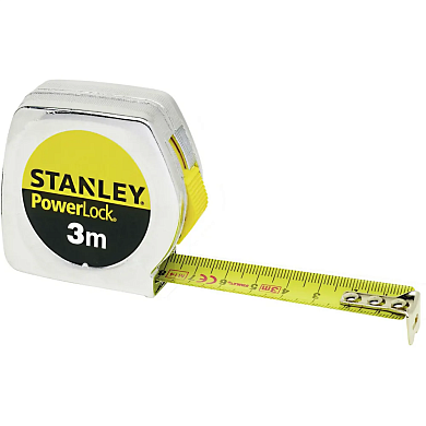 Рулетка измерительная Powerlock® длиной 3 м, шириной 12,7 мм в хромированном пластмассовом корпусе STANLEY 0-33-238 Фото 1