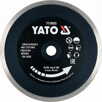 Диск отрезной Yato 230х2.2х10х22.2 мм (YT-59955) Фото 1