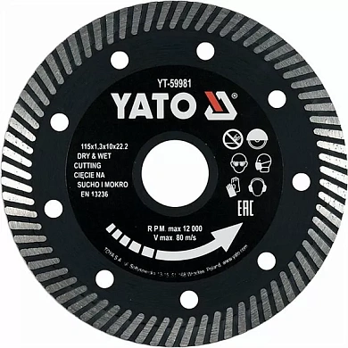 Диск відрізний Yato 115x1.3x10x22.2мм (YT-59981) Фото 1