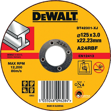 Диск відрізний DeWALT DT42301 125 мм Фото 1