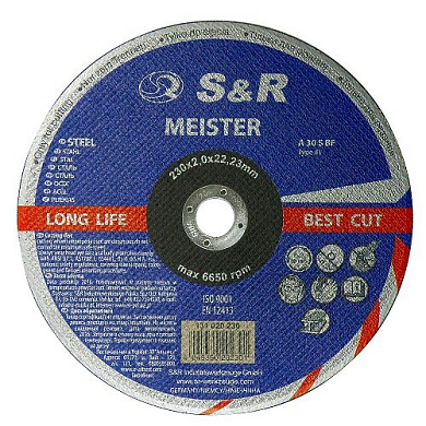 Круг отрезной S&R Meister A 30 S BF 230x2,0x22,2 (131020230) Фото 1