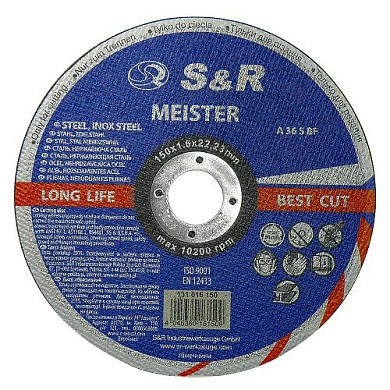 Круг отрезной S&R Meister A 36 S BF 150x1,6x22,2 (131016150) Фото 1
