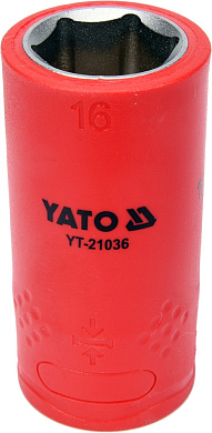 Головка торцевая шестигранная диэлектрическая YATO YT-21036 1/2" М16 x 55/38 мм VDE до 1000 В Фото 1