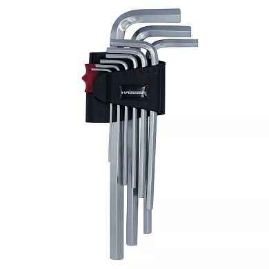 Набір Г-подібних ключів HEX подовж 9 од.,S2, 1,5-10 мм HAISSER 48111 Фото 1