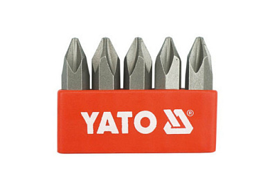 Викруткові вставки до ударних викруток YATO  YT-2810 хрестовий шліц: PH2 х 36 мм, HEX Ø= 5/16". 5 шт Фото 1