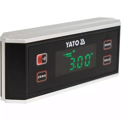 Электронный уровень с дисплеем YATO YT-30395 l= 150 мм. с магнитом, питание от 2х 1,5 В батарейки ААА Фото 1