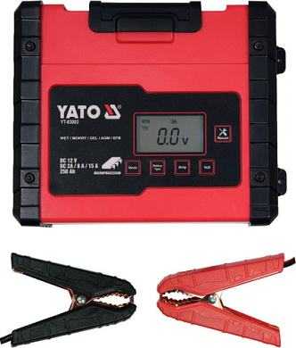 Зарядное устройство сетевое с LCD дисплеем 230В YATO YT-83003 к аккумуляторам 12V-2/8/15А, макс. 240A/ч Фото 1